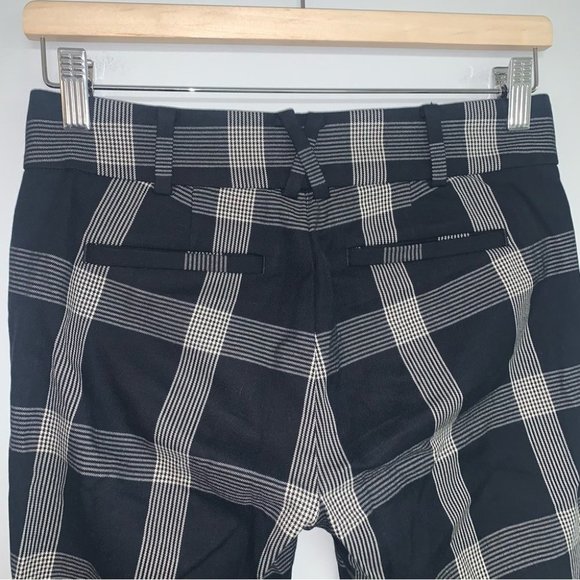 Anthropologie The Essential Slim Trousers Pants Plaid Black White Size 00 Petite - Picture 9 of 15